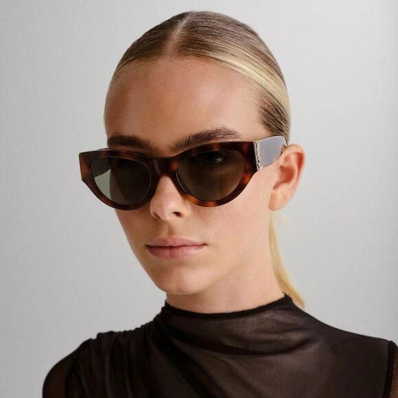 Saint Laurent Women BRAND NEW Sunglasses Havana Green Cat Eye SLM94 008 - Picture 1 of 13